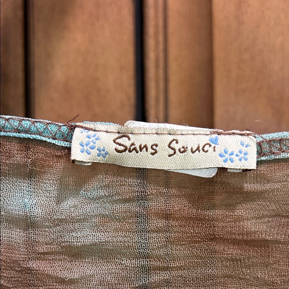 Sans Souci Brown and Blue Tie-Dye Blouse - Picture 2 of 6